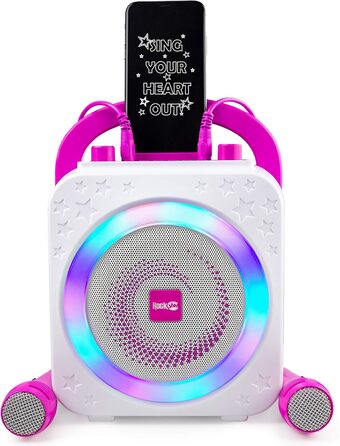 Караоке-машина RockJam Party Karaoke Machine 10 Вт, рожева, з двома мікрофонами