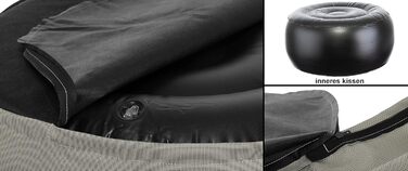 Надувний пуф Brandsseller для вулиці Ø 55 x 25 см Водовідштовхувальне крісло-мішок для саду, патіо, вітальні та пляжу Водостійкий та легкий у догляді, сіро-коричневий