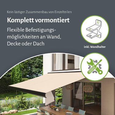 Електрична касетна маркізка empasa Класична зі складними кронштейнами, сонцезахисна, повністю зібрана, різних розмірів та кольорів, 3 x 2,5 м, антрацит