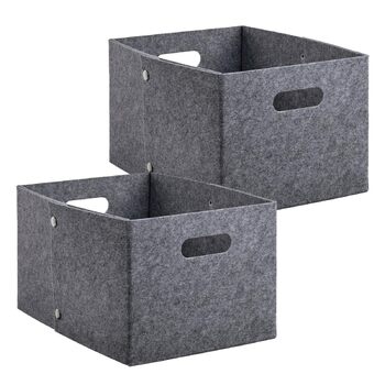 Міцних фетрових кошики сірого кольору, складна коробка-органайзер із застібками-кнопками та ручкою для перенесення, прямокутна коробка для зберігання з фетру, кошики для полиць, шаф, дому, офісу, 2
