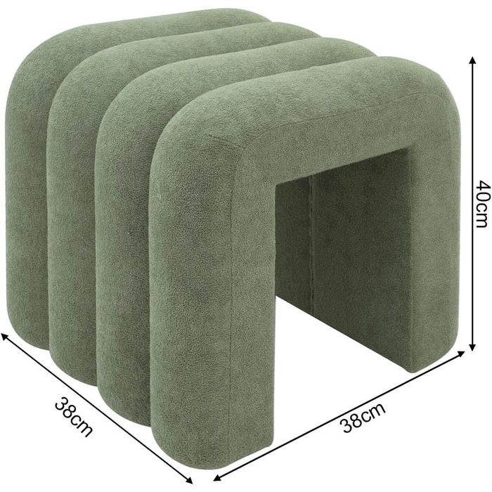 Комплект із 2 сучасних підставок для ніг, низькі пуфи, темно-зелений колір, поліестерова тканина МДФ, предмети домашнього декору, для дивана - Розміри ВxШxГ 40 x 38 x 40 см - Арт. RE7062