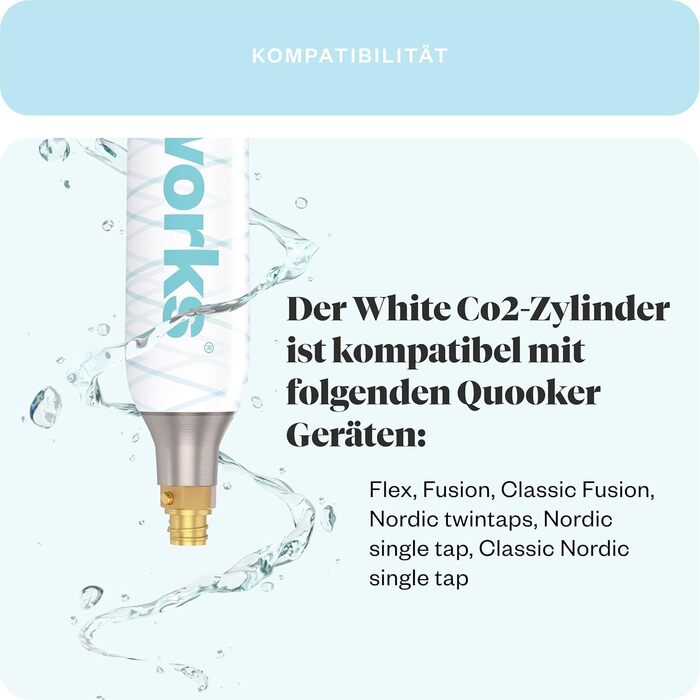 Водопровід 2 x білий балон CO2 I Підходить для виробника газованої води Quooker I Для заповнення до 60 л на заправку