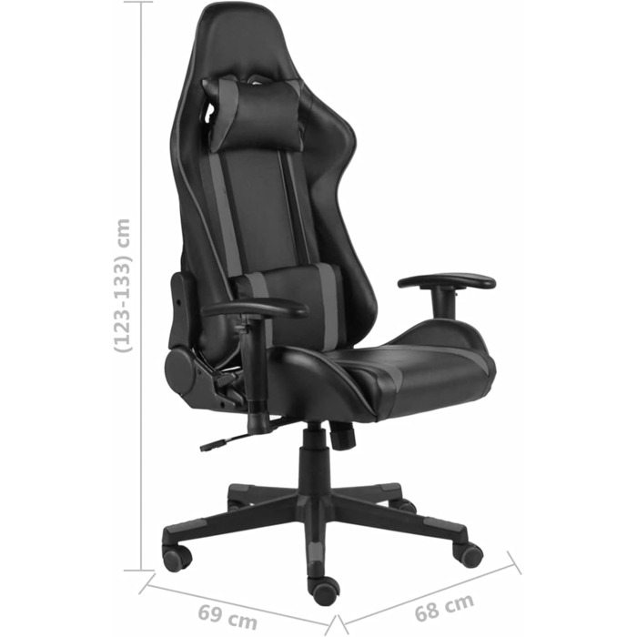 Ігрове крісло, обертове, сіре ПВХ крісло для ПК, ігрове крісло для хлопчика, обертове крісло