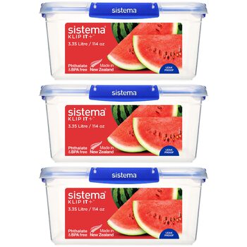 Набір контейнерів для зберігання продуктів KLIP IT PLUS, 3,35 л герметичні, штабельовані та щільні банки з кришками підходять для холодильника/морозильної камери ланчбокс для школи 3 шт. по 3,35 л