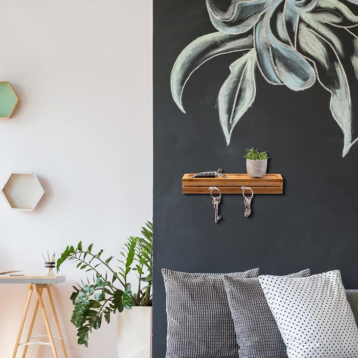 Бамбукова дошка для ключів, ключниця 29,5x6x4,5 см дерев'яна ключниця ключниця ключниця