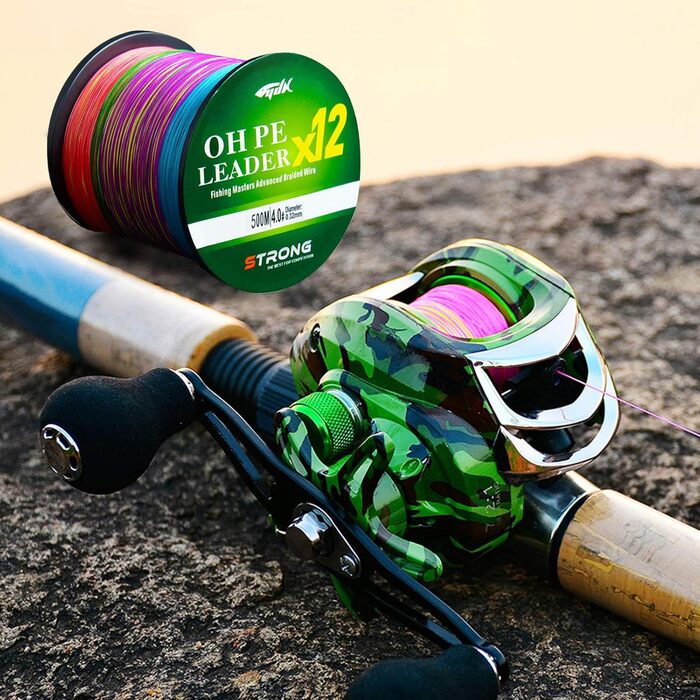 Волосінь LPATTERN - 500 м/1000 м, 12-ниткова плетена волосінь з поліетилену (діаметр 0,14 мм-0,60 мм міцність на розрив 12,6 кг-81 кг), 500 м - різнокольорова, 4,0/0,32 мм/29,5 кг