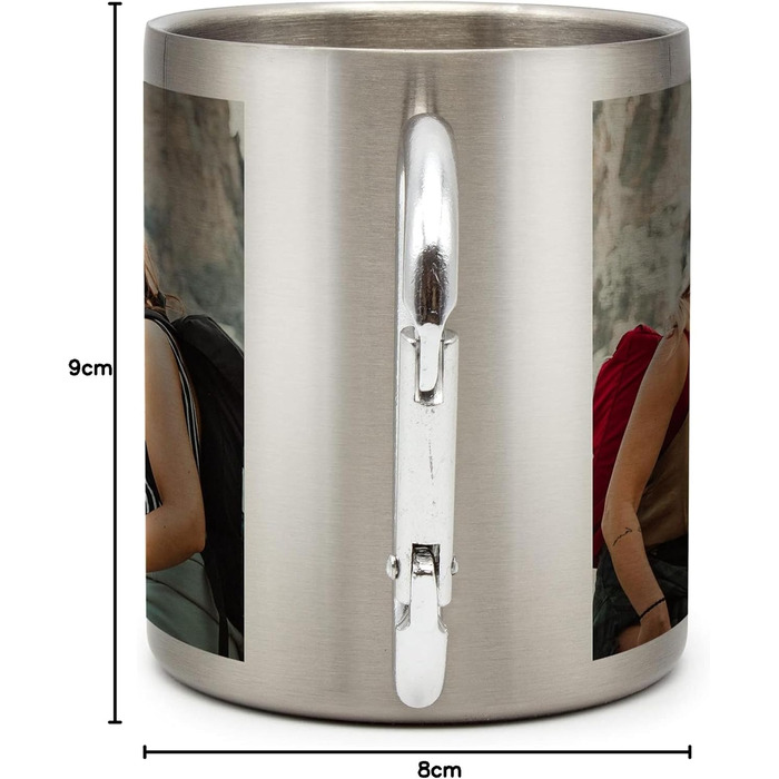 Кухоль з нержавіючої сталі з карабіном, надрукований фотографією - створіть власну фотокухоль