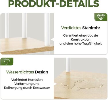 Підставка для квітів Bamworld, підставка для рослин, полиця для рослин, стійка для квітів, дерев&39яна підставка для квітів, 5 ярусів, металева, садова, кутова, балкон, вітальня (біла)