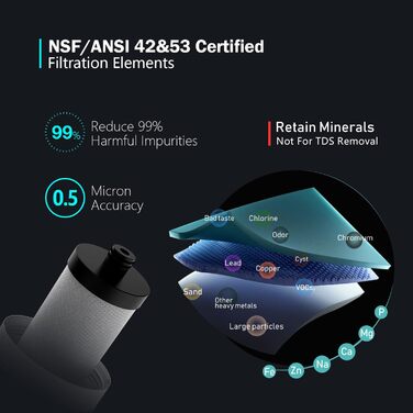 Система фільтрації води Frizzlife SW10 під лічильником, сертифікована NSF/ANSI 53&42, зменшує вміст свинцю, хлору, неприємного смаку та запаху на 99,99, пряме зєднання, 8 тис. галонів, висока ємність, 0,5 мікрона