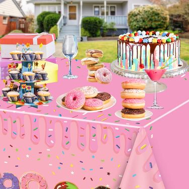 Пакети скатертини для пончиків, прямокутна скатертина для пончиків 220х130 см, тематичні прикраси для дитячого дня народження, веч