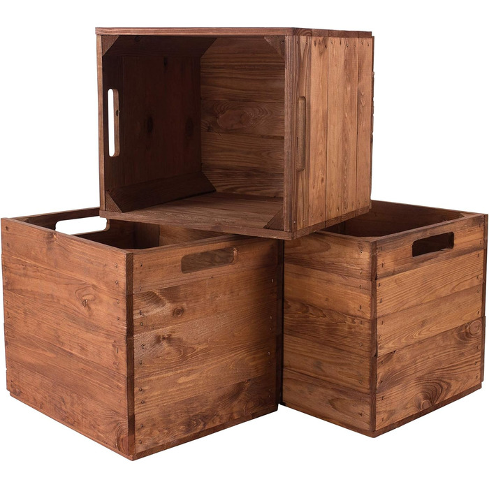 Фруктові ящики онлайн 4 дерев&39яні ящики Kallax у вживаному вигляді з доступом з 2 боків, 32x37,5x32,5 см - для декору, для зберігання на полиці Kallax, 32x37,5x32,5 см, коричневі, 4