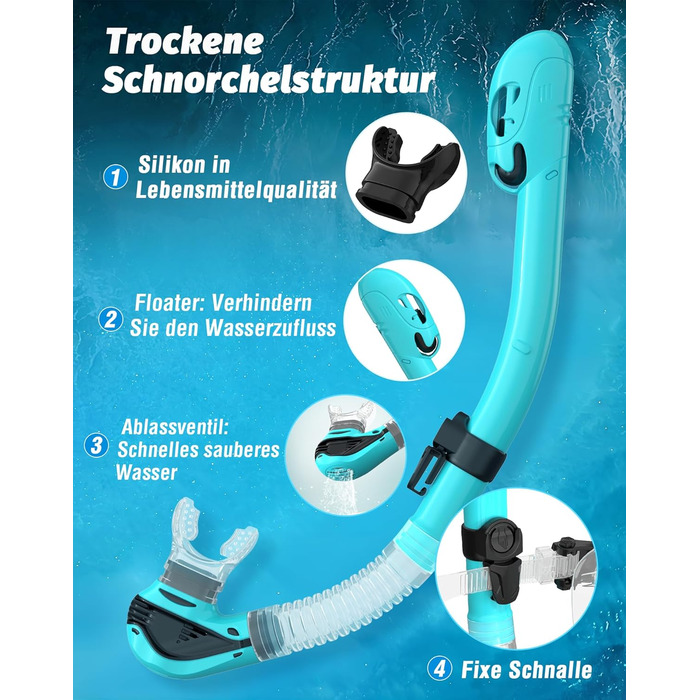 Набір для дорослого підводного плавання, покращена маска для дайвінгу та трубка, набір масок для підводного плавання із сухим верхом, професійне спорядження для дорослого підводного плавання, плавання, дайвінгу та підводного плавання з аквалангом (прозори