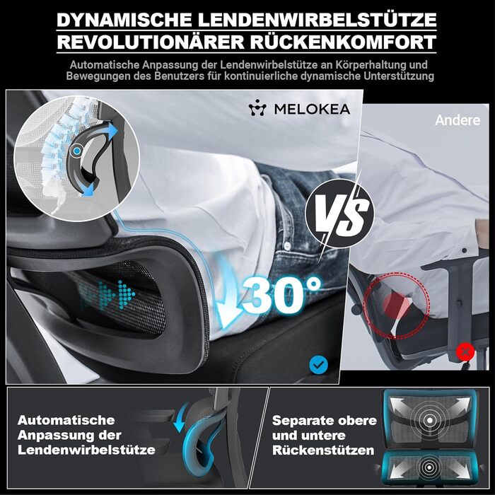 Офісний стілець 200 кг, 3-етапний механізм блокування, ергономічний офісний стілець XXL, ширший та більший, для зросту 160-202 см, широкі 3D підлокітники, динамічна поперекова підтримка, стілець з пінопласту XXL (щільність 40)