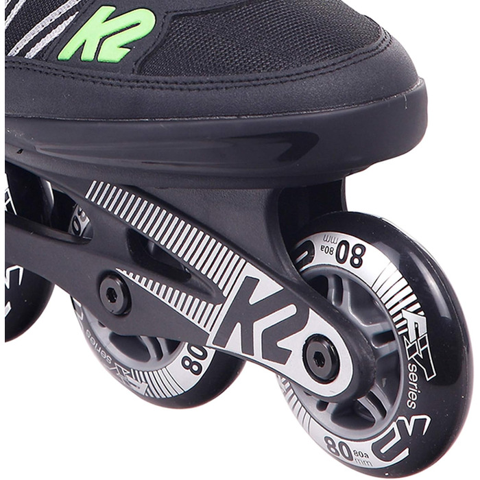 Чоловічі роликові ковзани K2 F.i.t. 80, чорно-зелені EU 42.5 (UK 8.5 / US 9.5) чорно-зелені