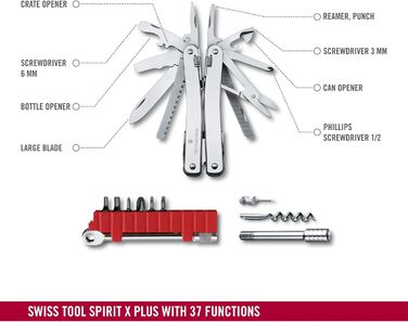Багатофункціональний інструмент VICTORINOX Swiss Tool Spirit X Plus Ratchet, 36 функцій, швейцарського виробництва, мультитул з фі