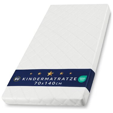 Матрац для дитячого ліжка, 70x140 см, підходить для дитячих ліжечок, дорожніх ліжечок, приліжкових ліжечок та колисок, дитячий матрац для немовлят та дітей, 70 x 140 см, сертифікований Oeko-Tex, 70x140 см з чохлом