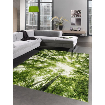 Дизайнерський килим для вітальні килим з коротким ворсом лісові дерева в зеленому кольорі розмір 200 x 290 см 200 x 290 см зелений