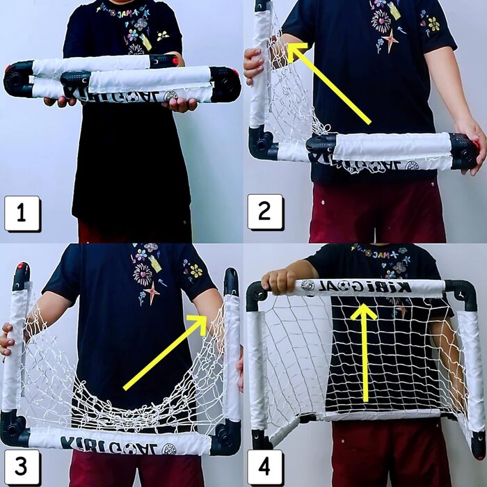 Дитячі футбольні ворота, складні футбольні ворота для приміщень, 60x45 см/90x60 см/115x80 см, складні міні-футбольні ворота для саду, дитячі - маленькі футбольні ворота для використання в приміщенні та на вулиці, білі, 60x45 см