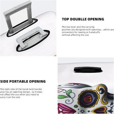 Чохол для валізи з 3D-друком, квітковий мотив черепа, захист під час подорожей, еластичний, миється, підходить для валіз розміром 45,7 - 81,3 см, розмір 3D S