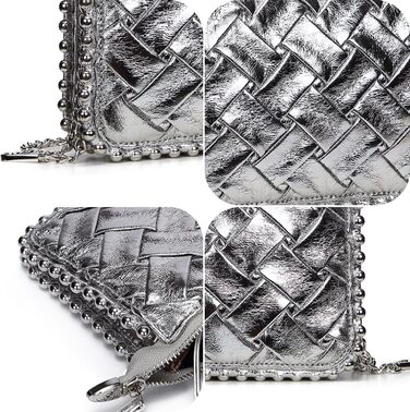 Жіноча шкіряна сумка-клатч з леопардовим принтом, вечірня сумка-конверт, сумка-сумка, весільна сумка, сумка через плече, з шипами, сумка на ланцюжку для весілля, випускного вечора, вечірки, рок-образ, срібний колір