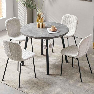 Обідні стільці NORDICANA, Комплект з 4 шт. , Кухонні стільці, Стілець букле, Обідній стілець, Ретро-дизайн, Металеві ніжки, Для їдальні, Вітальні, Кухні, Спальні та Вітальні (Бежевий)