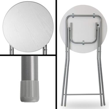 Комплект розкладних столів Casaria з 2 шт., висота 110 см, діаметр 60 см, бічний столик, розкладний стіл, барний стіл, коктейльний столик, дерев&39яний стіл для вечірок, круглий високий стіл, садовий стіл, білий, імітація дерева