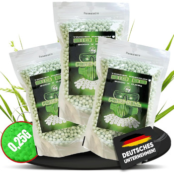 Кульки BBS Bio Tracer Airsoft Softair, упаковки 2000, тактичні, 6 мм, круглі, для пневматичної зброї, 0,25 г, 3 x 2000 кульок