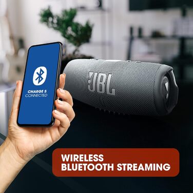 Колонка JBL Charge 5 сірого кольору - Водонепроникний портативний бумбокс з інтегрованим павербанком - Один заряд акумулятора забе