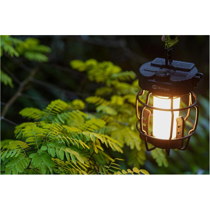 Ліхтар для кемпінгу BERGER Trueno Акумуляторний світлодіодний кемпінговий ліхтар із зарядкою через USB Вуличний ліхтар із регульованою яскравістю Бездротовий аварійний ліхтар, ідеально підходить для відключень електроенергії, наметів, походів та майстерен
