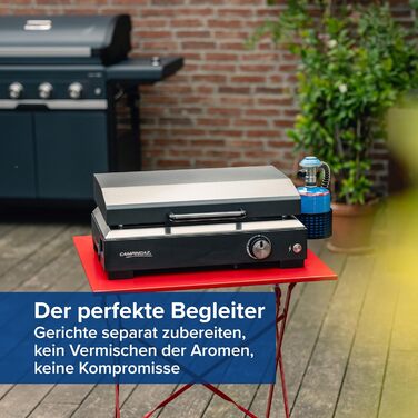 Газовий гриль-планча Campingaz Sigma 1 CV з кришкою Потужність 2,8 кВт Портативний настільний гриль Емальована сталева поверхня Пальник BlueFlame для середземноморського грилювання, нержавіюча сталь
