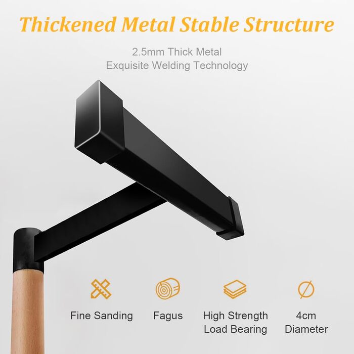 Дерев&39яні ручки для віджимань Parallettes Calisthenics з нековзною поверхнею, преміальне обладнання для гімнастики та калістеніки, силові тренування з грифом Bounabay Dip Grips, стійка на руках, гриф для віджимань чорного кольору, великий