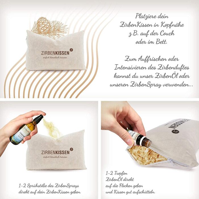 Натуральна декоративна подушка з родини швейцарської сосни 30x20 см Декоративна подушка, наповнена натуральними лусками швейцарської сосни