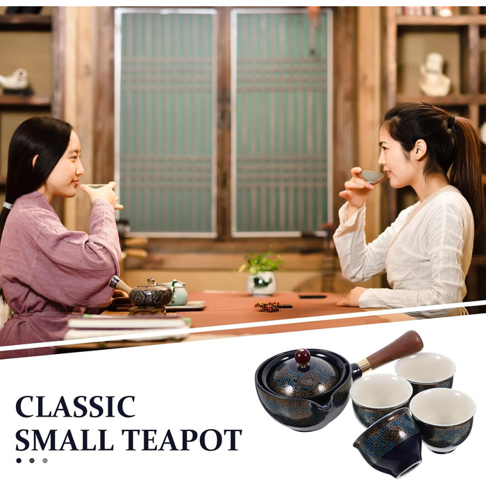 Набір китайського керамічного чайного посуду Toyvian синього кольору з зручною ручкою та легким очищенням, 1 комплект для домашнього чаювання в стилі Кунг Фу для справжньої насолоди чаєм.