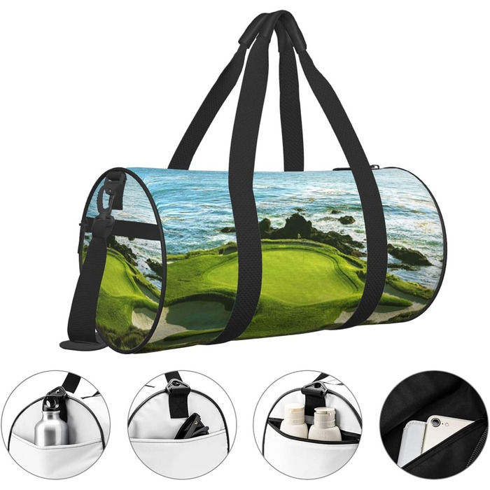 Спортивна сумка, дорожня сумка, пляжна сумка, для гольфу, з принтом, сумка на нічліг, чорна, універсальний розмір, сумка для подорожей