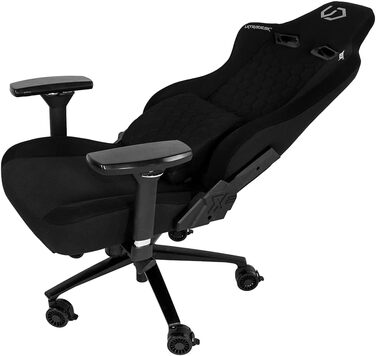 Офісне крісло, стілець для роботи, поперекова підтримка, 2 подушки з піни з ефектом пам&39яті, обертове крісло, підлокітники, регулювання висоти за допомогою газової пружини, ролики з фіксацією, металевий каркас, наповнювач з піни, чорний