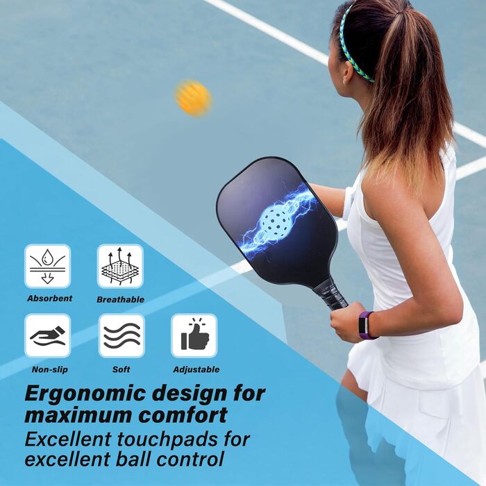 Ракетки для піклболу – набір зі скловолокна та сумка, сині, для чоловіків та жінок