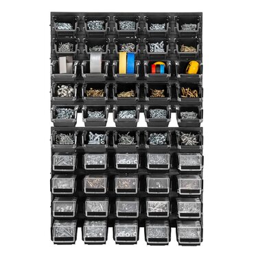 Настінний стелаж для майстерні KADAX, система зберігання 58x78 см, виготовлена з міцного пластику, стійкий до ультрафіолету, розширювані стінові панелі, стелаж для гаража (чорний, 50 шт. v2) 50 шт. v2 Чорний