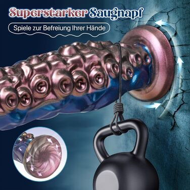 Фалоімітатор Tagnaff Tentacle XXL, силікон, 33 см, присоска, рельєф щупалець, синьо-фіолетовий