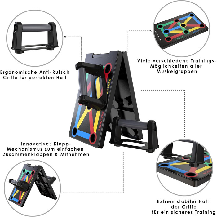 Набір дощок для віджимань ALPHASKIN преміум-класу Покращена концепція 2023 року Ручки для віджимань для домашніх тренувань Гриф для віджимань 9-в-1 Домашній тренажерний зал Домашнє фітнес-обладнання