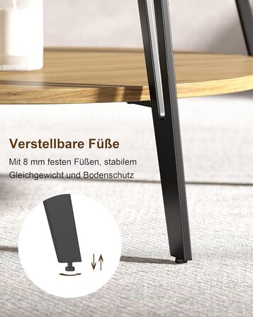 Круглий дерев&39яний журнальний столик Manora з подвійним відділенням для зберігання, круглий стіл для вітальні, дерев&39яний бічний столик з металевою основою, сучасний дизайн круглого дивана-столика для вітальні (дуб, C25298) Меблі для вітальні з дуба