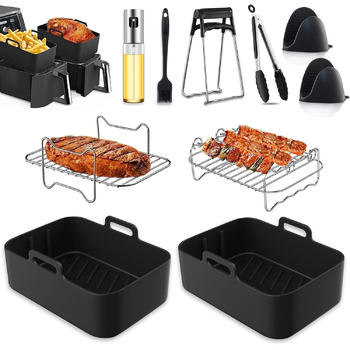 Аксесуари для фритюрниці 10 шт. - Аксесуари для фритюрниці Ninja Foodi AF400EU AF300EU 7.6L-9.5L та інші аксесуари для двозонної фритюрниці Ninja - стійки, силіконова форма, аксесуари для фритюрниці, масляний спрей тощо