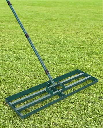 Гребінь для газону Rasen Rakel 76x25 см з ручкою 198 см, вирівнювач газону, широкий гребінь для піску, садовий аератор/гребінь для подвір'я, газону та гольф-поля (198 см, 76x25 см)