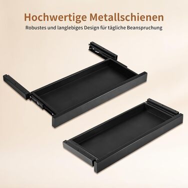 Прихована шухляда під столом місткий металевий ящик для зберігання, компактний дизайн, плавне та тихе ковзання, підходить для більшості столів (чорний)