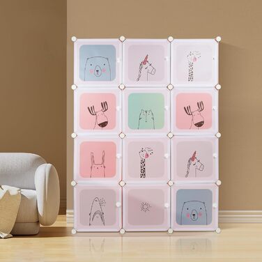 Дитяча шафа Kedia, шафа для спальні, модульна пластикова шафа з дверима, переносна шафа, дитяча шафа (110 * 145 * 37 см рожевого кольору) 110*145*37 см рожевого кольору