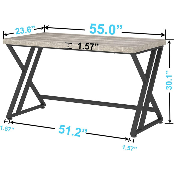 Комп&39ютерний офісний стіл LVB сірого кольору, промислове дерево, ігровий стіл для домашнього офісу, сучасний робочий стіл з дерева та металу, стіл для спальні, робочий стіл керівника у фермерському стилі з місцем для зберігання 1406075,5 см сірого кольо