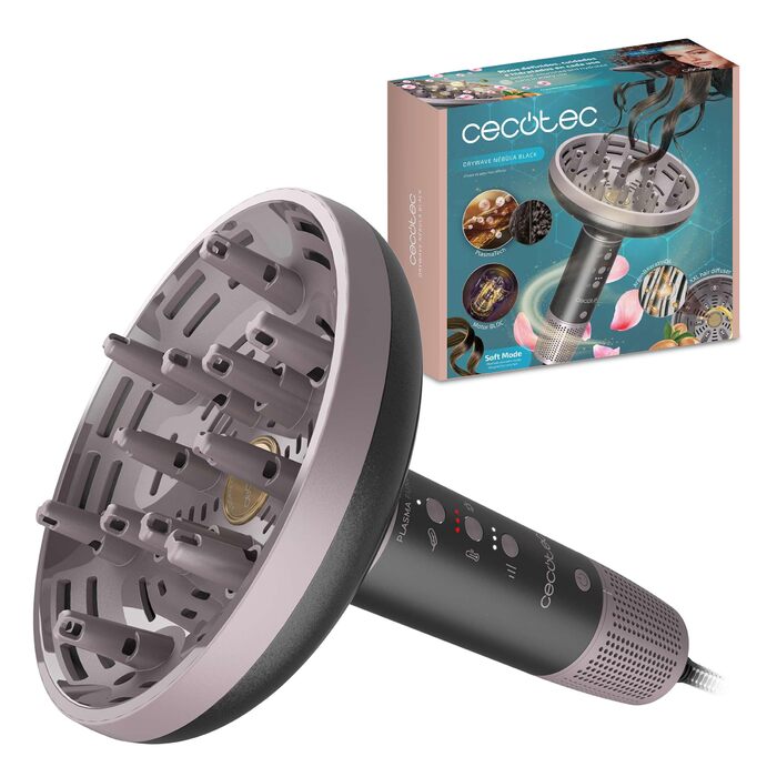 Фен Cecotec DryWave Nbula Black, 1300 Вт, з аргановою олією та кератином, чорний