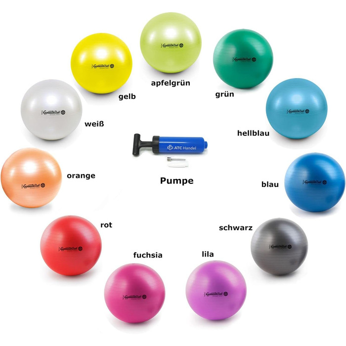 Оригінальний м&39яч для вправ Pezzi Maxafe Ø 42, 53, 65 та 75 см усіх кольорів, включаючи насос для м&39ячів ATC - вантажопідйомність до 400 кг - для фітнесу, реабілітації, терапії, гімнастики та як м&39яч для сидіння в офісі, 65 см 65 см зеленого кольору