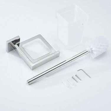 Туалетна щітка і тримач Настінний щіткотримач, хром, туалетний набір Набір туалетних щіток з нержавіючої сталі 304 і матового скла для ванної кімнати