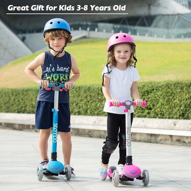 Дитячий самокат Stompa 3 роки для дівчаток хлопчиків, складний дитячий самокат 3 колеса зі світлодіодним проблисковим світлом, 4 р