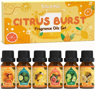 Набір ароматичних масел SALKING Citrus Fragrance Oil, Aromatherapy, 6x10 мл Arancia dolce, Bergamotto, Limone, Pompelmo, Lime, Yuzu - Citrus